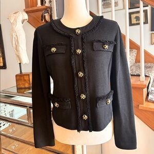 Pristine Black Knit Jacket: St. John Caviar